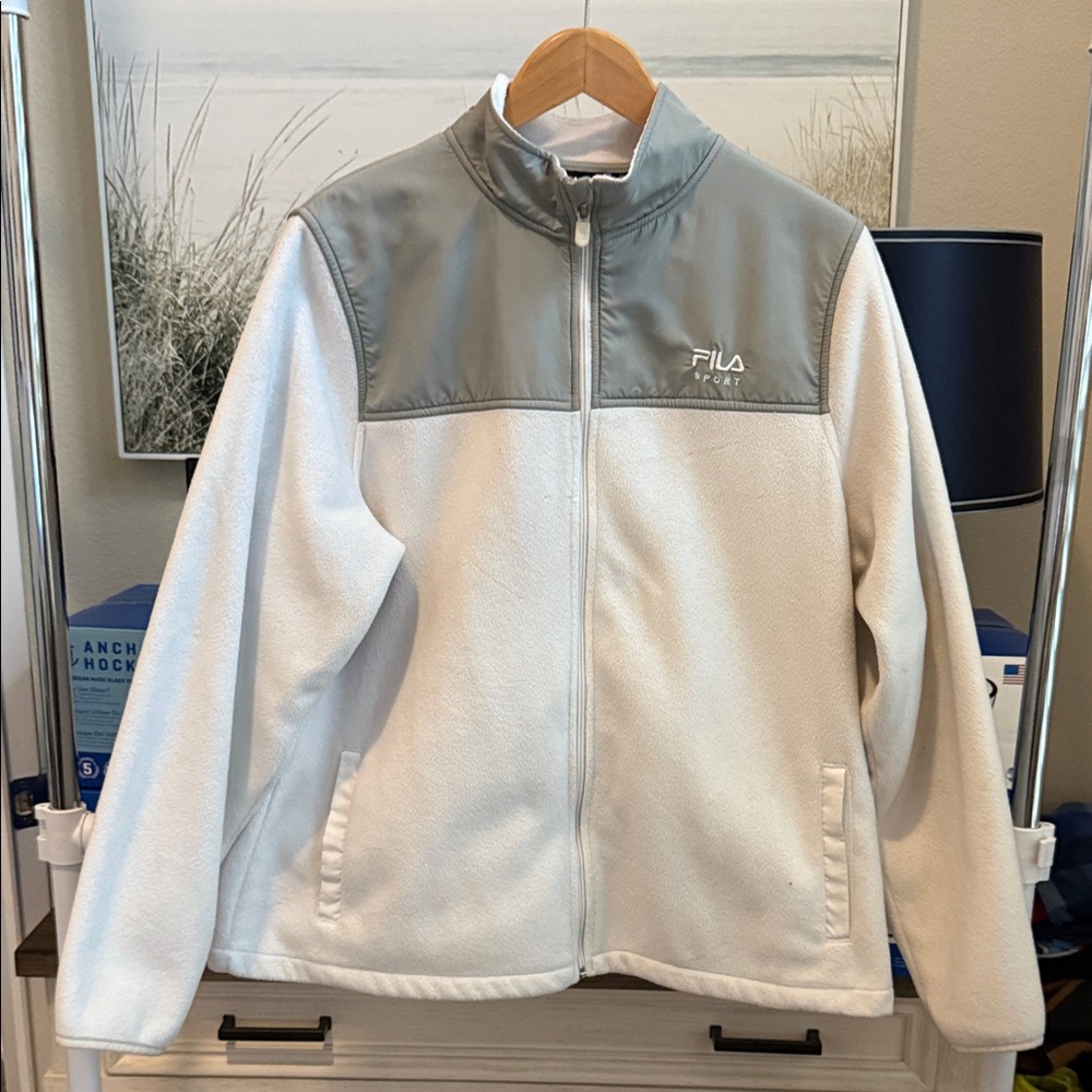 Fila Gray and White Zip-Up Jacket